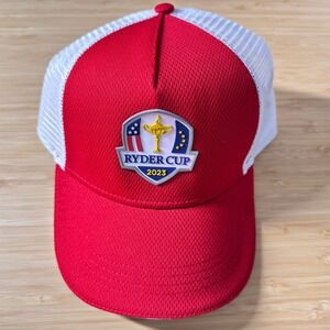 New Ryder Cup 2023 Marco Simone Trucker Snap‎ Back Golf Hat Cap Red Mesh NWT